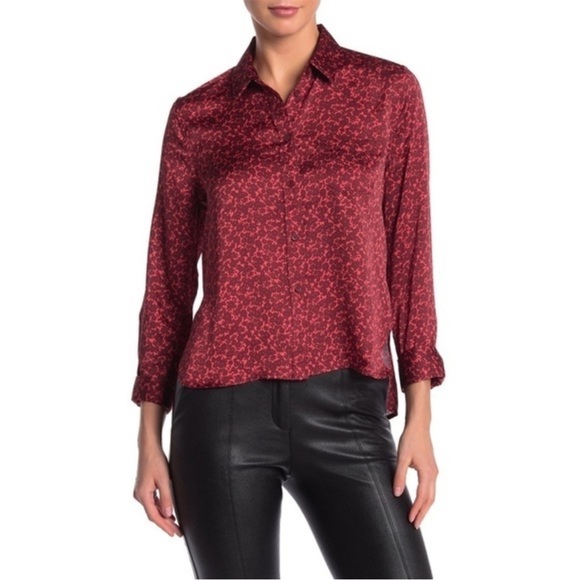 Equipment Huntley Floral Burgundy Red Long Sleeve Button Down Top Size S - Picture 11 of 11